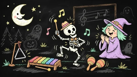 Esqueleto Müzik Dersinde Kendi Bedeninin Enstrüman Olduğunu Keşfediyor