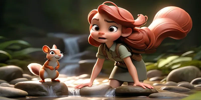 Lily ve Nutty dereyi geçerken